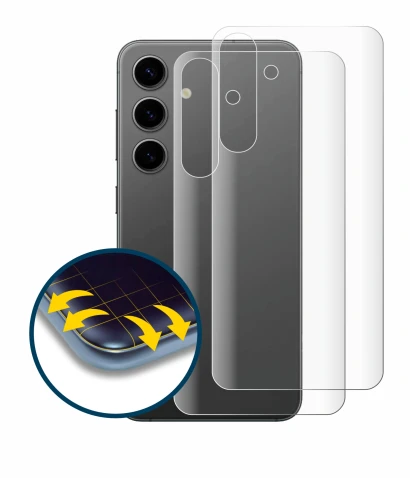 Imagen del dispositivo Samsung Galaxy S24 Plus (Trasero) con una amplia variedad de protectores de pantalla.