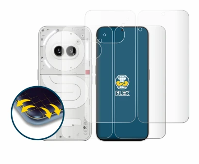 Imagen del dispositivo Nothing Phone (2a) (Frontal+Trasero) con una amplia variedad de protectores de pantalla.