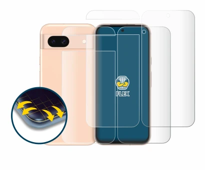 Imagen del dispositivo Google Pixel 8a (Frontal+Trasero) con una amplia variedad de protectores de pantalla.