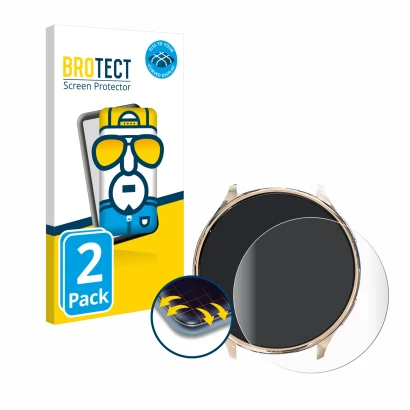 Parte frontal de un envase de producto con el logotipo de la marca BROTECT. Al lado se muestra el dispositivo Sanorum Smartwat