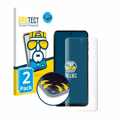 Parte frontal de un envase de producto con el logotipo de la marca BROTECT. Al lado se muestra el dispositivo Motorola Moto G5