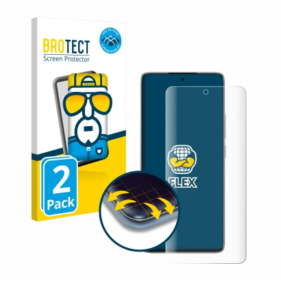 Parte frontal de un envase de producto con el logotipo de la marca BROTECT. Al lado se muestra el dispositivo Xiaomi 14T con s