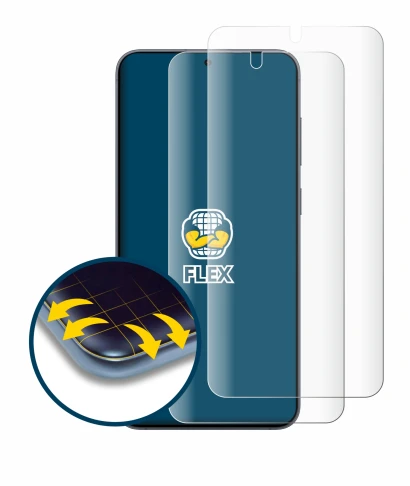 Imagen del dispositivo Samsung Galaxy S25 con una amplia variedad de protectores de pantalla.