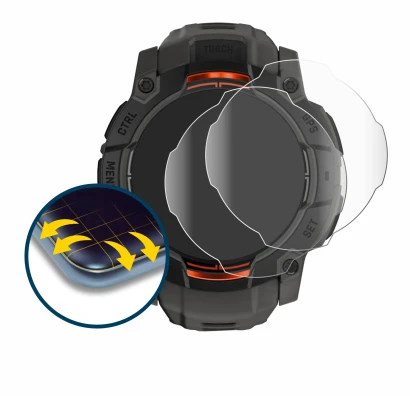 Imagen del dispositivo Garmin Instinct 3 Solar (50 mm) con una amplia variedad de protectores de pantalla.