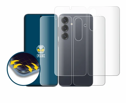 Imagen del dispositivo Samsung Galaxy S25 (Frontal+Trasero) con una amplia variedad de protectores de pantalla.