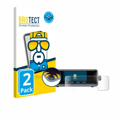 Parte frontal de un envase de producto con el logotipo de la marca BROTECT. Al lado se muestra el dispositivo Anker Prime 250 