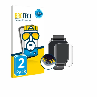 Parte frontal de un envase de producto con el logotipo de la marca BROTECT. Al lado se muestra el dispositivo Poounur T80 1.95