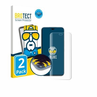 Parte frontal de un envase de producto con el logotipo de la marca BROTECT. Al lado se muestra el dispositivo Honor 400 Pro co