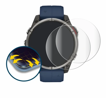 Imagen del dispositivo Garmin quatix 8 (47 mm) con una amplia variedad de protectores de pantalla.