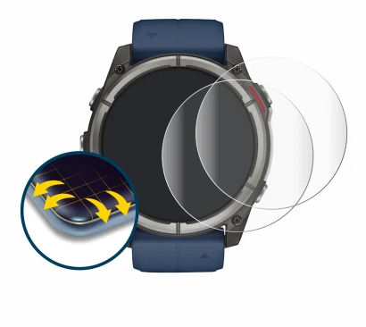 Imagen del dispositivo Garmin quatix 8 (51 mm) con una amplia variedad de protectores de pantalla.
