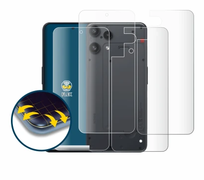 Imagen del dispositivo Nothing Phone (3a) Lite (Frontal+Trasero) con una amplia variedad de protectores de pantalla.