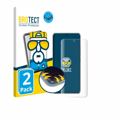 Parte frontal de un envase de producto con el logotipo de la marca BROTECT. Al lado se muestra el dispositivo Xiaomi Redmi Not