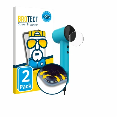 Parte frontal de un envase de producto con el logotipo de la marca BROTECT. Al lado se muestra el dispositivo Cecotec DryNova 