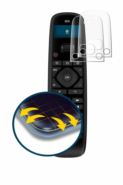 Imagen del dispositivo Sofabaton U2 con una amplia variedad de protectores de pantalla.