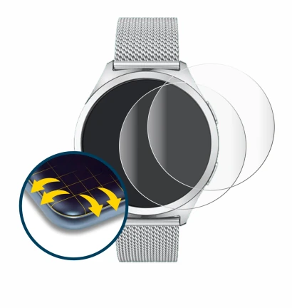 Imagen del dispositivo NONGAMX Smartwatch 1.27" con una amplia variedad de protectores de pantalla.