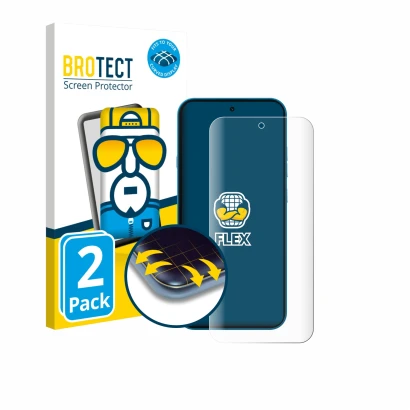 Parte frontal de un envase de producto con el logotipo de la marca BROTECT. Al lado se muestra el dispositivo Nothing Phone (4