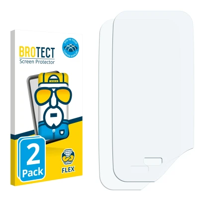 Parte frontal de un envase de producto con el logotipo de la marca BROTECT. Al lado está el protector de pantalla correspondie