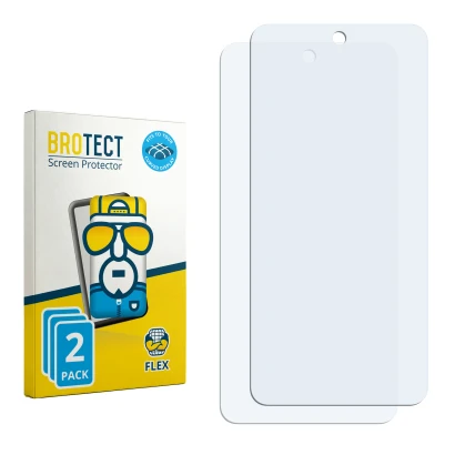 Parte frontal de un envase de producto con el logotipo de la marca BROTECT. Al lado está el protector de pantalla correspondie