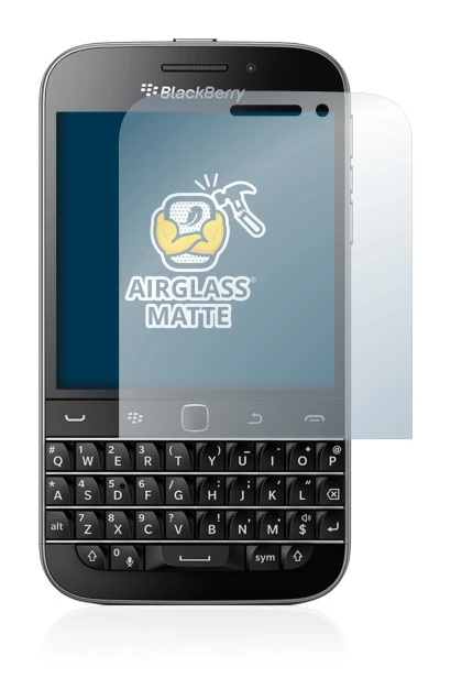 Imagen del dispositivo Blackberry Classic Q20 con una amplia variedad de protectores de pantalla.