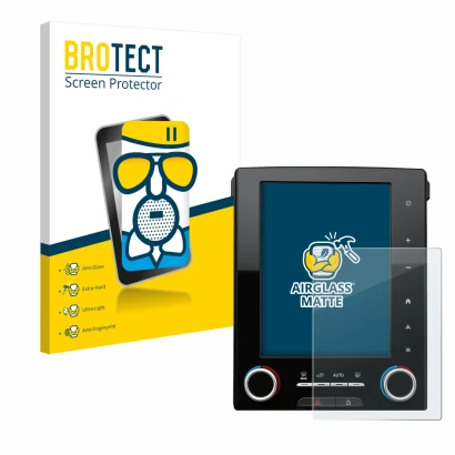 Parte frontal de un envase de producto con el logotipo de la marca BROTECT. Al lado se muestra el dispositivo Renault Megane G