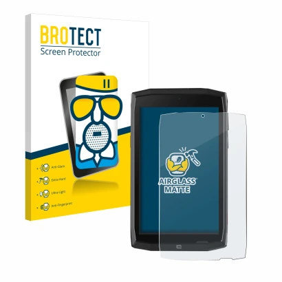 Parte frontal de un envase de producto con el logotipo de la marca BROTECT. Al lado se muestra el dispositivo Crosscall Core T