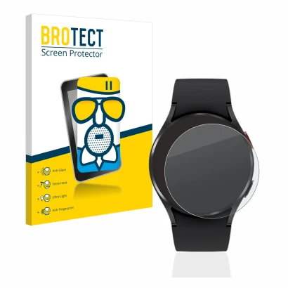 Parte frontal de un envase de producto con el logotipo de la marca BROTECT. Al lado se muestra el dispositivo Samsung Galaxy W