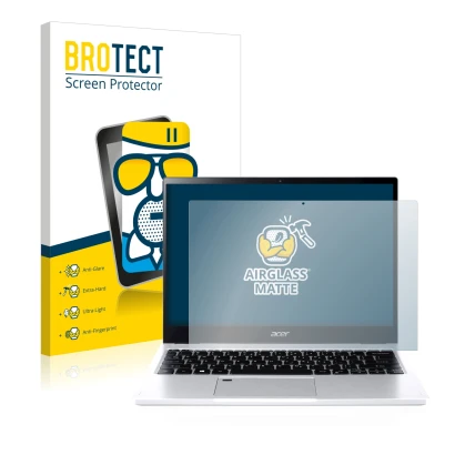 Parte frontal de un envase de producto con el logotipo de la marca BROTECT. Al lado se muestra el dispositivo Acer Spin 3 SP31