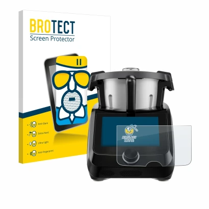 Parte frontal de un envase de producto con el logotipo de la marca BROTECT. Al lado se muestra el dispositivo SilverCrest Mons