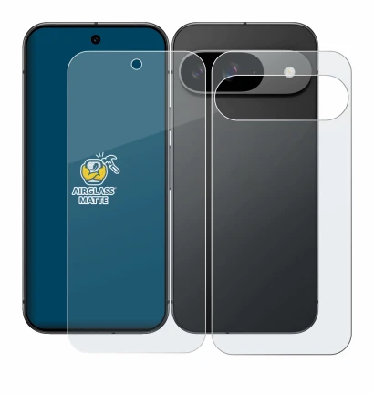 Imagen del dispositivo Google Pixel 9 (Frontal+Trasero) con una amplia variedad de protectores de pantalla.