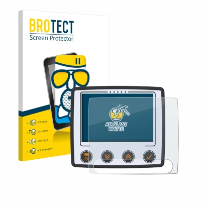 Parte frontal de un envase de producto con el logotipo de la marca BROTECT. Al lado se muestra el dispositivo Skytraxx 5 Mini 