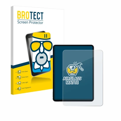 Parte frontal de un envase de producto con el logotipo de la marca BROTECT. Al lado se muestra el dispositivo OnePlus Pad 2 (r