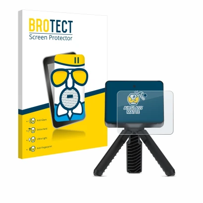 Parte frontal de un envase de producto con el logotipo de la marca BROTECT. Al lado se muestra el dispositivo Garmin Approach