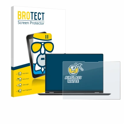 Parte frontal de un envase de producto con el logotipo de la marca BROTECT. Al lado se muestra el dispositivo ASUS Vivobook S 