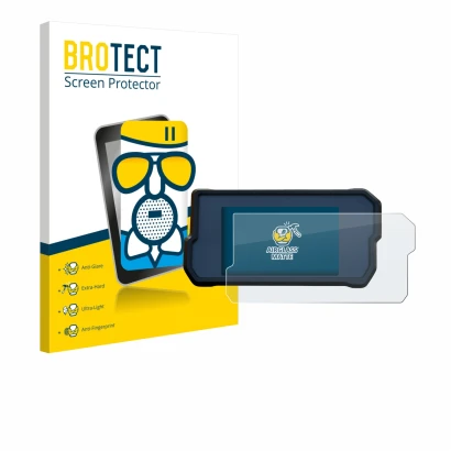 Parte frontal de un envase de producto con el logotipo de la marca BROTECT. Al lado se muestra el dispositivo KTM 390 / 890 Ad