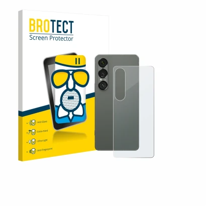 Parte frontal de un envase de producto con el logotipo de la marca BROTECT. Al lado se muestra el dispositivo Sony Xperia 1 VI