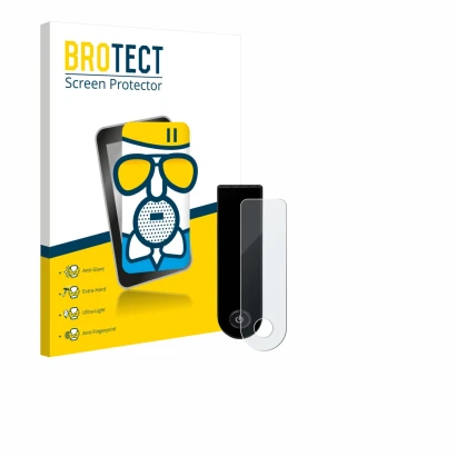 Parte frontal de un envase de producto con el logotipo de la marca BROTECT. Al lado se muestra el dispositivo Xiaomi Electric 