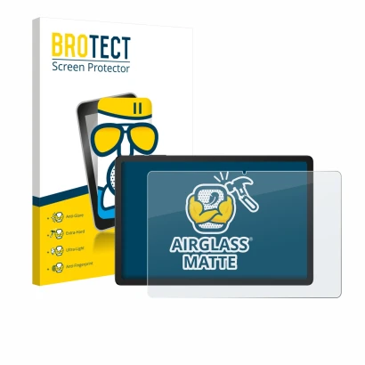 Parte frontal de un envase de producto con el logotipo de la marca BROTECT. Al lado se muestra el dispositivo Doogee Tab G6 Pl