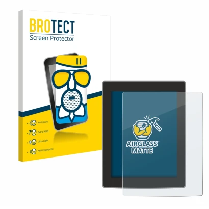 Parte frontal de un envase de producto con el logotipo de la marca BROTECT. Al lado se muestra el dispositivo Volvo XC90 11.2"