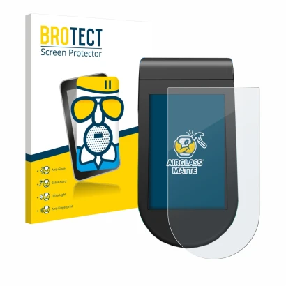 Parte frontal de un envase de producto con el logotipo de la marca BROTECT. Al lado se muestra el dispositivo SoFlow SO4 Pro M