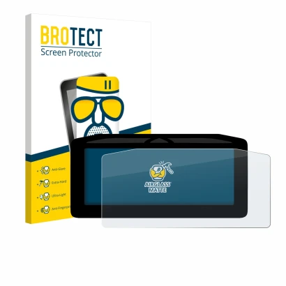 Parte frontal de un envase de producto con el logotipo de la marca BROTECT. Al lado se muestra el dispositivo Ducati Panigale 