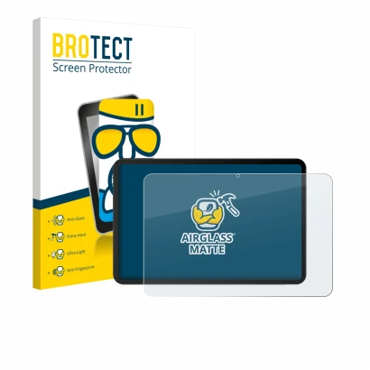 Parte frontal de un envase de producto con el logotipo de la marca BROTECT. Al lado se muestra el dispositivo Doogee Tab G6 Ma