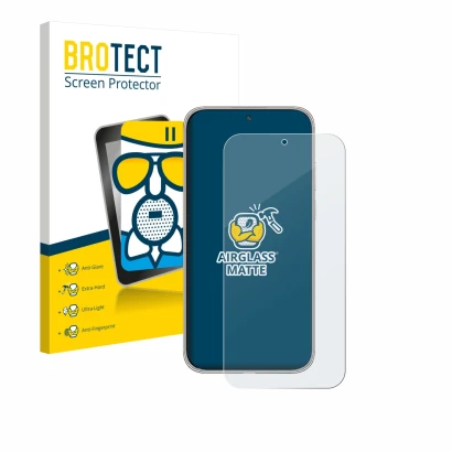 Parte frontal de un envase de producto con el logotipo de la marca BROTECT. Al lado se muestra el dispositivo Huawei Mate 70 A