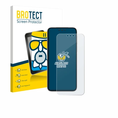 Parte frontal de un envase de producto con el logotipo de la marca BROTECT. Al lado se muestra el dispositivo Huawei Mate 80 c