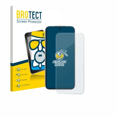 Parte frontal de un envase de producto con el logotipo de la marca BROTECT. Al lado se muestra el dispositivo Xiaomi Poco F8 P