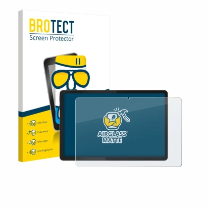Parte frontal de un envase de producto con el logotipo de la marca BROTECT. Al lado se muestra el dispositivo Lenovo Tab K12 Z