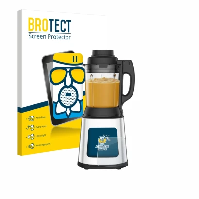 Parte frontal de un envase de producto con el logotipo de la marca BROTECT. Al lado se muestra el dispositivo Moulinex LM83SD1