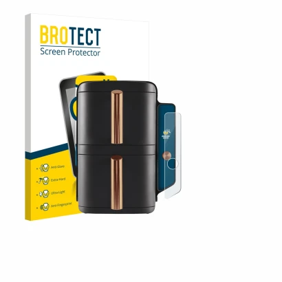 Parte frontal de un envase de producto con el logotipo de la marca BROTECT. Al lado se muestra el dispositivo Ninja Double Sta