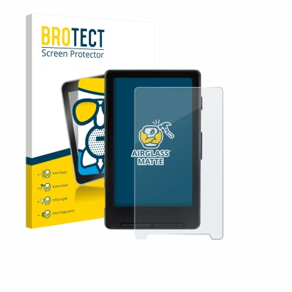 Parte frontal de un envase de producto con el logotipo de la marca BROTECT. Al lado se muestra el dispositivo Xteink X4 con su