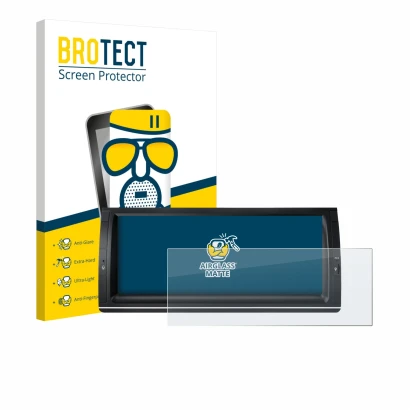 Parte frontal de un envase de producto con el logotipo de la marca BROTECT. Al lado se muestra el dispositivo Xtrons PX1453BLH