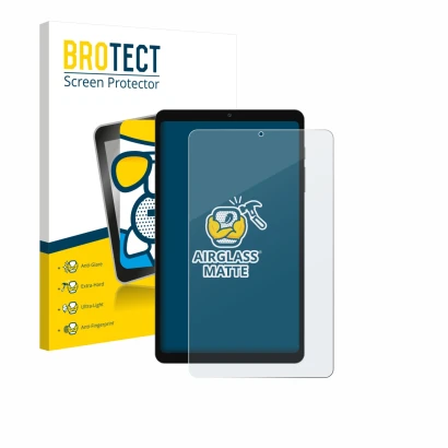 Parte frontal de un envase de producto con el logotipo de la marca BROTECT. Al lado se muestra el dispositivo Blackview Link 2